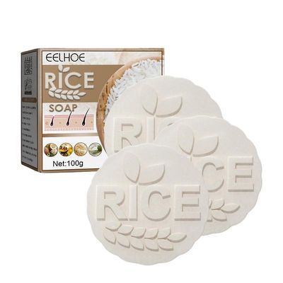 3stk Anti-hårtab Rice Shampoo Bar Ris Vand Naturlig Håndlavet Sund Fugtgivende