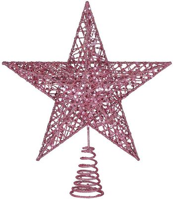 Juletre jern stjerne topper glitrende juletre dekorasjon ornamenter Rosa