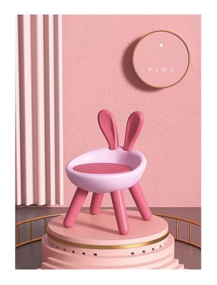 Handuo Kids Stole Ryglæn Stol Cute Bunny Chair Møbler til småbørn Børn PINK