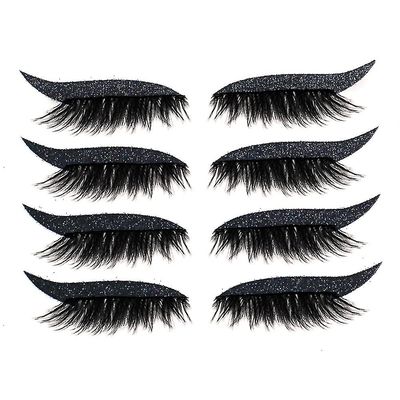 8 par Eyeliner falske vipper Sticker Glitter øjenskygge Makeup Tool Sort 4Pairs