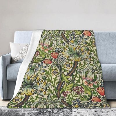Ultra Soft Micro Fleece Durable William Morris Golden Lily Vintage Kast tepper Soft Warm For Bed Sofa 50x40in 125x100cm