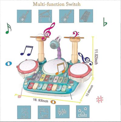 Vauvan soittimet lelut, lasten rumpusetti elektroninen piano koskettimisto ja ksylofoni 5 In 1 monitoiminen taapero