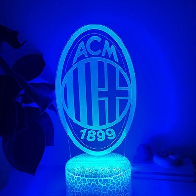 SHAO Qinwei 3D LED illuusio lamppu Milanon joukkue 16 väriä kaukosäädin akryyli yövalot lasten makuuhuone koristevalot --- halkeama istuin