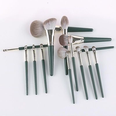 14 Grøn Cloud Makeup Brush Sæt Blødt træ håndtag Skønhed Makeup Tools Begynderens fulde sæt makeup børster Makeup Børster Opp