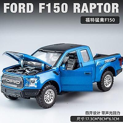 1:32 Ford Raptor F150 Pickup Alloy Car Model Diecasts Metal Toy Off-road Køretøjer Car Model Collection Lyd Og Light Kids Gave Toy Cars Blå