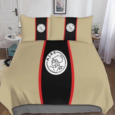 Kerota Ajax logo vuodevaatteet setin osat, mikrokuitu jalkapallo urheilu tulostaa vetoketju sulje pussilakana ja tyynyliina King Single135x200cm