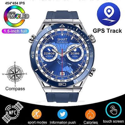 GPS Huawei NFC Smart Watch Aikuisten DT Ultra HD -näyttö Syke Bluetooth-puhelu IP68 vedenpitävä SmartWatch 2023 sininen