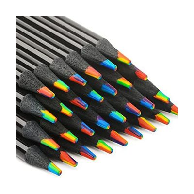 tre regnbue fargeblyanter, 7 farge i 1 regnbue blyanter, for tegning coloring skissering, multi svart