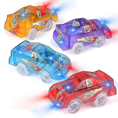 4 kpl vaihtorata-autoja sytyttää lelu-kilpa-autoja 5 led-vilkkuvalla vilkkuu