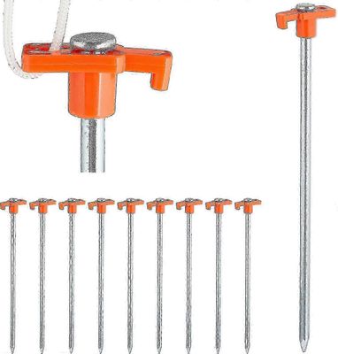 10 kpl raskaan teltan kiilojen sarja, kovat maa-ankkurit, 25 cmRetkeilytarvikkeet, galvanoitu teräs, oranssi 2025