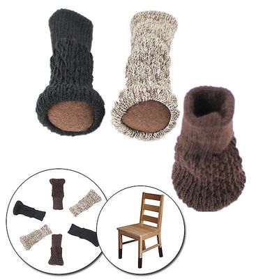 4pcs Stol Fod Cover Strikket skridsikre bordben stol ben Møbler Foot Socks Gulvbeskyttelse Pads Moving Støjreduktion Grå