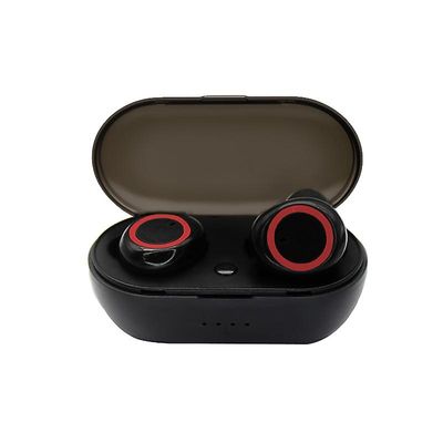 Boeyaa Bluetooth-øretelefoner Trådløse hovedtelefoner Stereo gaming headset med opladningsboks til alle telefoner Sort rød