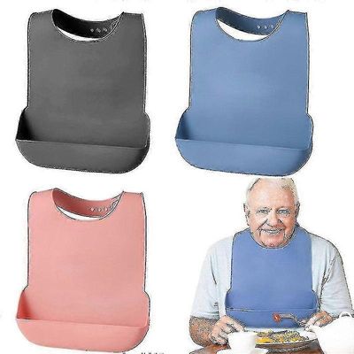 Silikoninen aikuisten ruokalappu vedenpitävä vaatesuoja uudelleenkäytettävä esiliina aterianmurujen kerääjä sininen