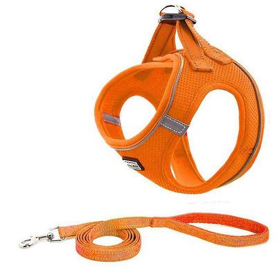 Trin i hundesele åndbar mesh vest reflekterende blød polstret til katte hvalpe kæledyr Orange S
