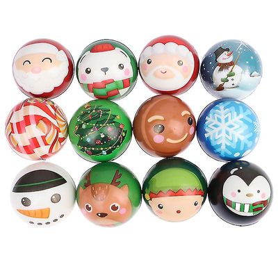 Christmas Slumpmässig 1 st 63mm Pu Foam Ball Jul Dekompression Vent Pu Svamp Stress Ball Jul Pu Boll