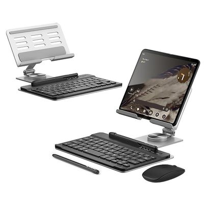 GKK Samsung Galaxy Fold / Z Fold -sarjan taitettavalle pöytätelineen pidikkeelle Bluetooth-näppäimistöllä + Mou Monivärinen Silver