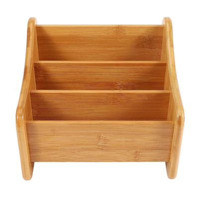 Wood Desk Organizer Bamboo kaukosäätimen pidikkeen säilytyssäiliö, jossa on 3 lokeroa kynäkynälle Puun väri