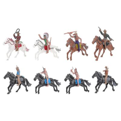 8kpl intialaisia muovihahmoja leikkisetti ratsastushahmo Lelu Länsi Cowboy -malli Koristaa valikoimaa Tyyli