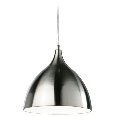 Firstlight Lighting CAF 1 Light Dome Loft Pendel børstet stål, hvid indeni, E27