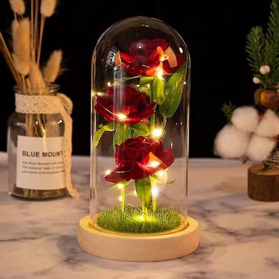 Rose Im Glas Ewige Rose Glas Licht Knstliche Rose Mit Led-licht I Glaskuppel, Romantisch Dekoration Geschenk Zum Muttertag Valentinstag Jubilum Gebur