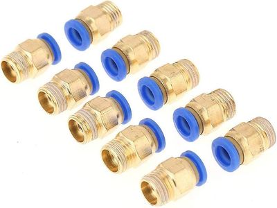 8mm pneumatisk montering, 1/4 bsp rett pneumatisk kontakt hurtigkoblinger 10 stk Hurtigmonteringsadapter, 8mm diameter gjenger 1/4 BSP sett