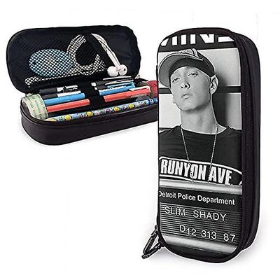 Kerota Eminem Arrest Slim Shady Mugshot Logo Nahka Penaali Penaali Penaali Paperitavaralaukku Toimisto Kannettava säilytyslaatikko Kosmeettinen laa...