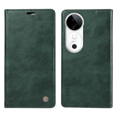 Vivo S19 5G / V40 5G lompakkokotelo litsikuvioinen nahkainen puhelimen kansi Vihreä