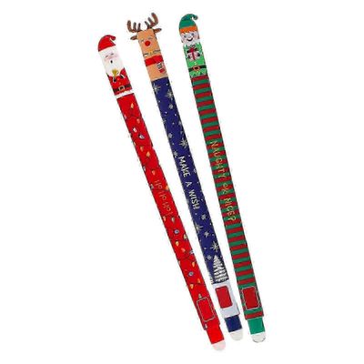 Baicccf 3kpl Joulu pyyhittävä geelikynä Tee virheitä katoaa Santa Reindeer Kid Design Pyyhittävä kynä piirtämiseen Kirjoittaminen 3 kpl