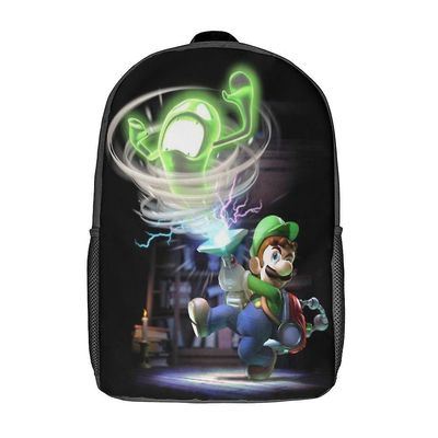 Luigi's Mansion School -reppu olkalaukku 17 tuuman rento päiväreppu opiskelijakirjalaukku kevyet kannettavan tietokoneen reput 16.1 X 11.8 X 4.5inches