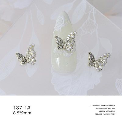 Zircon smykker Metal Pearl Bow Vedhæng Heart Diamond Nail Dekoration Materiale 1871