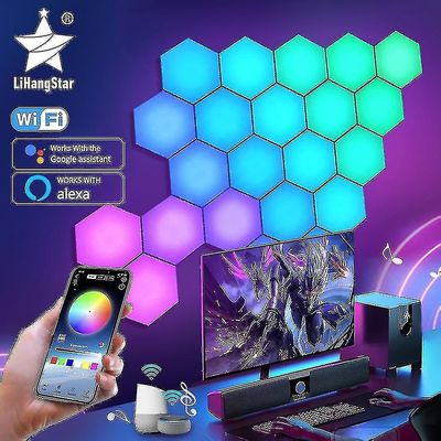 Rgb Bluetooth Led Hexagon Light Innendørs Wall Light App Fjernkontroll Night Light Computer Game Room soverom 10pcs