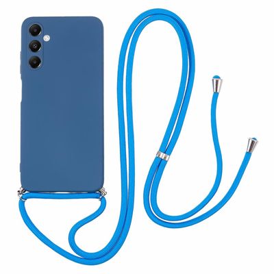 Samsung Galaxy A05S 4G tpu -puhelinkotelolle mikrokuituvuori kumitettu kansi kaulanauhalla Azure