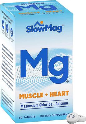 Slow-mag Hidas mag magnesiumkloridia, kalsium, tabletit, 60 Ea