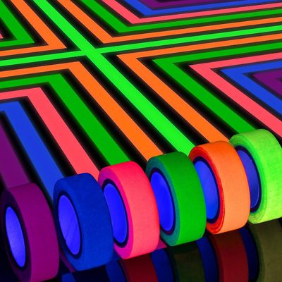 Get-It 6 farger Neon Gaffer klut tape, fluorescerende UV Blacklight Glow In The Dark Tape kompatibel Uv Party 15mm * 5m