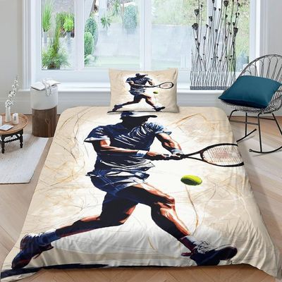 ARIJORJA tennis Pussilakana Urheilu Print Design Vuodevaatteet Pehmeä mikrokuitu vetoketjulla Urheilu Peitto Tyynyliinat Single Single135x200cm