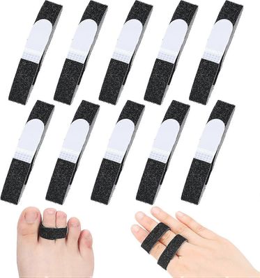 10kpl Buddy Tape Finger Straps No Slip Hook Loop Finger Splints, uudelleenkäytettävät kangas Buddy Wraps murtuneille varpaille - erinomainen Musta ...