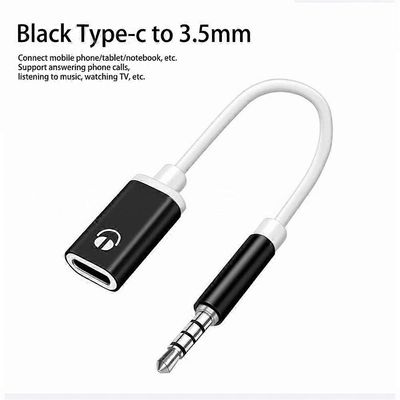 3,5 mm:n uros-c-naaras kuulokesovitin, litteä analoginen pyöreä sovitin S5J7 Musta