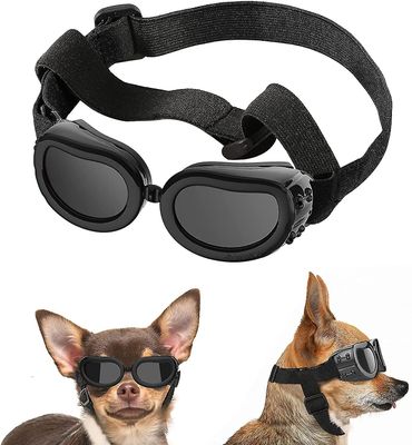 Mikasa Lille hund solbriller UV beskyttelse beskyttelsesbriller eye wear beskyttelse med justerbar rem vand