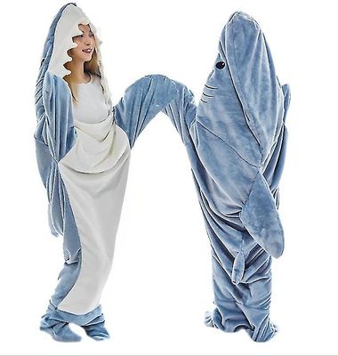 Shark Blanket hettegenser Voksen - Shark Onesie Voksen Wearable Teppe M