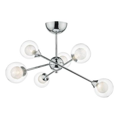 Dar Lighting Zeke Semi Flush Loft Lys Poleret Krom, 6x G9