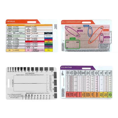 Wilitto EKG / EKG-rytmitaskukortti, kaksipuolinen muotoilu EKG-rytmin tulkintamerkkikortti EKG-nopeuden taskukortit EKG-jarrusatulat sairaanhoitaji...