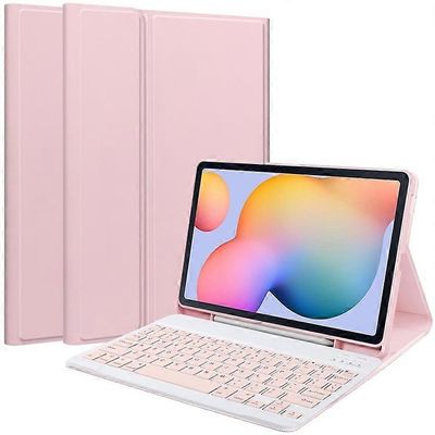 Yhteensopiva Samsung Galaxy Tab S6 Lite / S6 Lite (2022) -nahkakotelon kanssa, jossa on irrotettava näppäimistötelineen kansi Vaaleanpunainen