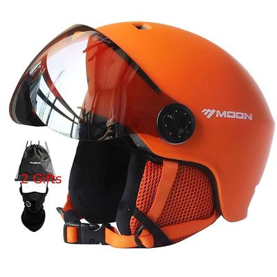 Moon Professional Halv-dækket Ski Hjelm Integreret støbt Sports Man Kvinder Snow Skiløb Snowboard hjelme med beskyttelsesbriller Cover hvid M(55-58cm)