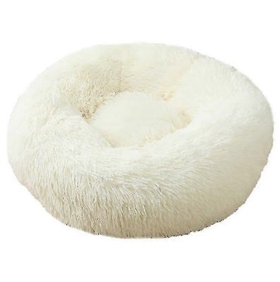 Mukava rauhoittava lämmin pyöreä sänky lemmikkieläimille Luonnonvalkoinen 40cm