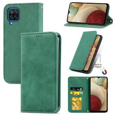 Gangxun Sag til Samsung Galaxy A12 Magnetisk lukning Læder Tegnebog Cover Housse Etui Shockproof - Grøn