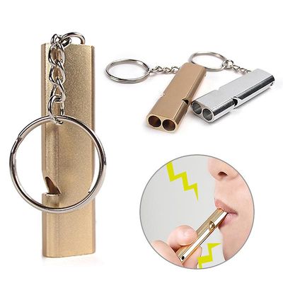 1pc 120 Decibel Udendørs Nøglering Whistle Cheerleading Whistle Aluminium Alloy Emergency Survival Whistle Multifunction Tools Guld