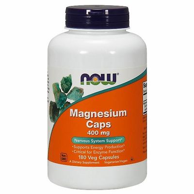 NOW Foods Nu Foods Magnesium, 400 mg, 180 Caps (Pakke med 1)