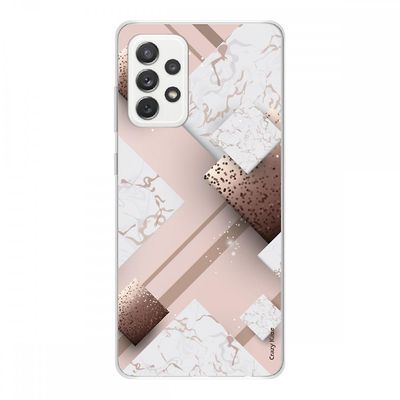 Crazy Kase Cover Til Samsung Galaxy A72 I Fleksibel Silikone 1 Mm, Pink Marmor og Chokolade