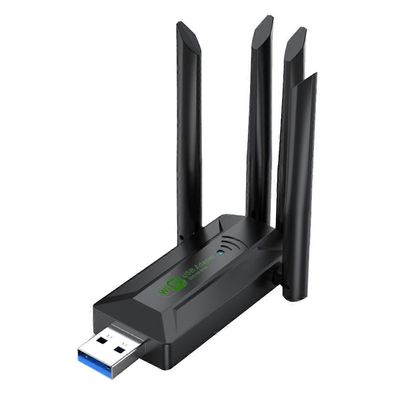 1200Mbps kaksikaistainen USB WiFi sovitin 2,4GHz 5GHz WiFi 4 antennilla PC mini tietokone 600Mbps Networ Musta