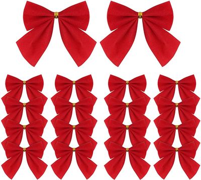Brigalubs 120pcs julebånd buer rød mini bånd buer juletre dekorasjon